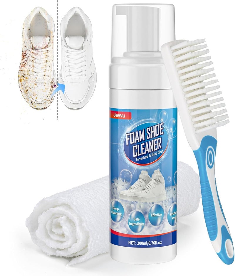Jevvu Store Shoe Cleaner, 6.76fl.oz Sneaker Cleaner Foam for Removing Stains and Dirt, Shoe Cleaning Kit for White Shoes - Image 1